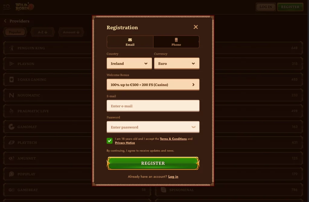 Registreren en Starten met Spelen